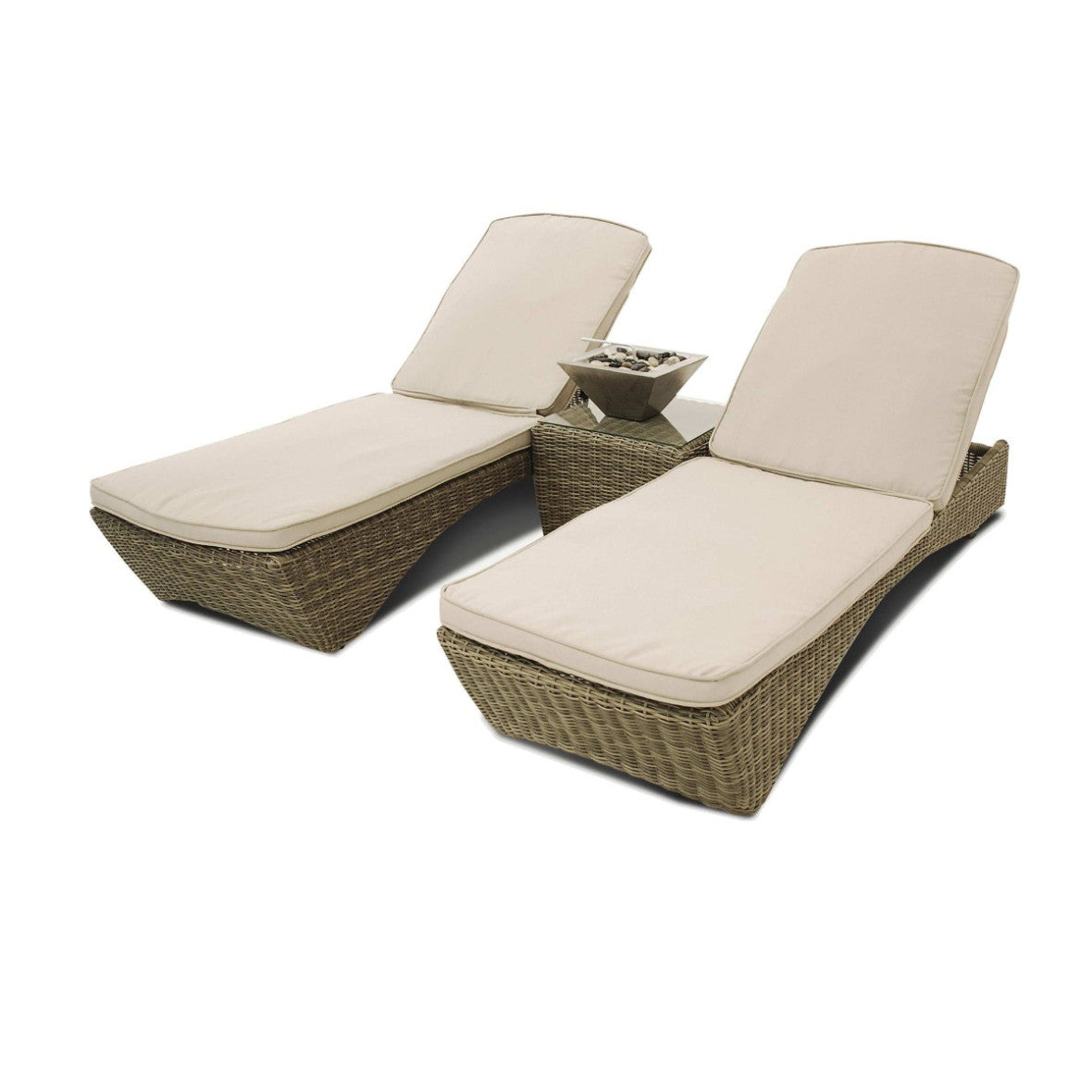 Set of 2 Maze Winchester Brown Rattan Sunlounger Set with Table